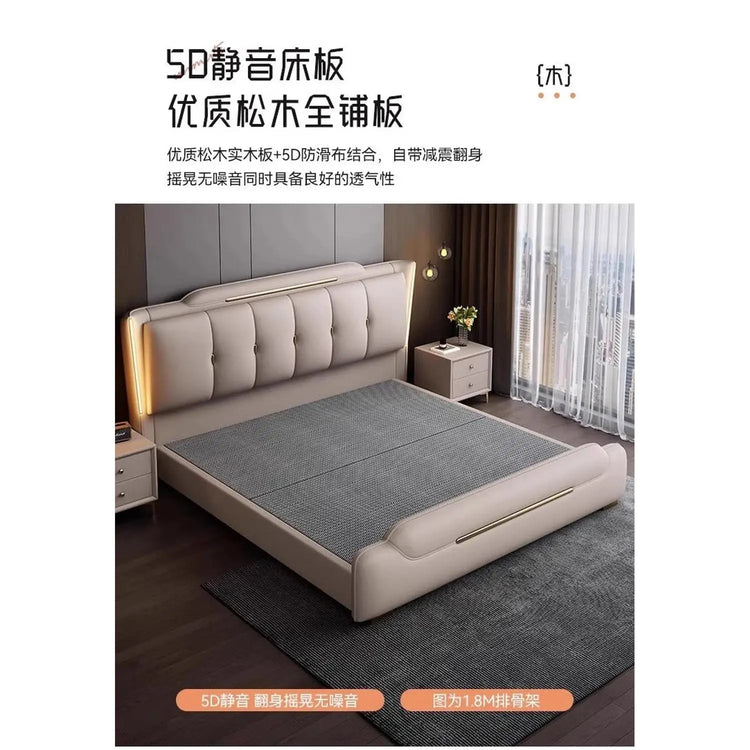 French King Upholstered Bed — Double Lounge Bedroom Frame Jonine’s Corner