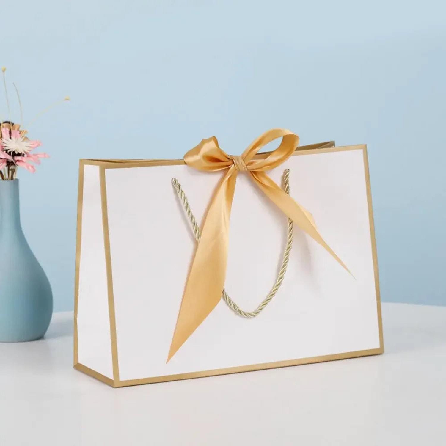 Bow Ribbon Paper Gift Bags with Handles