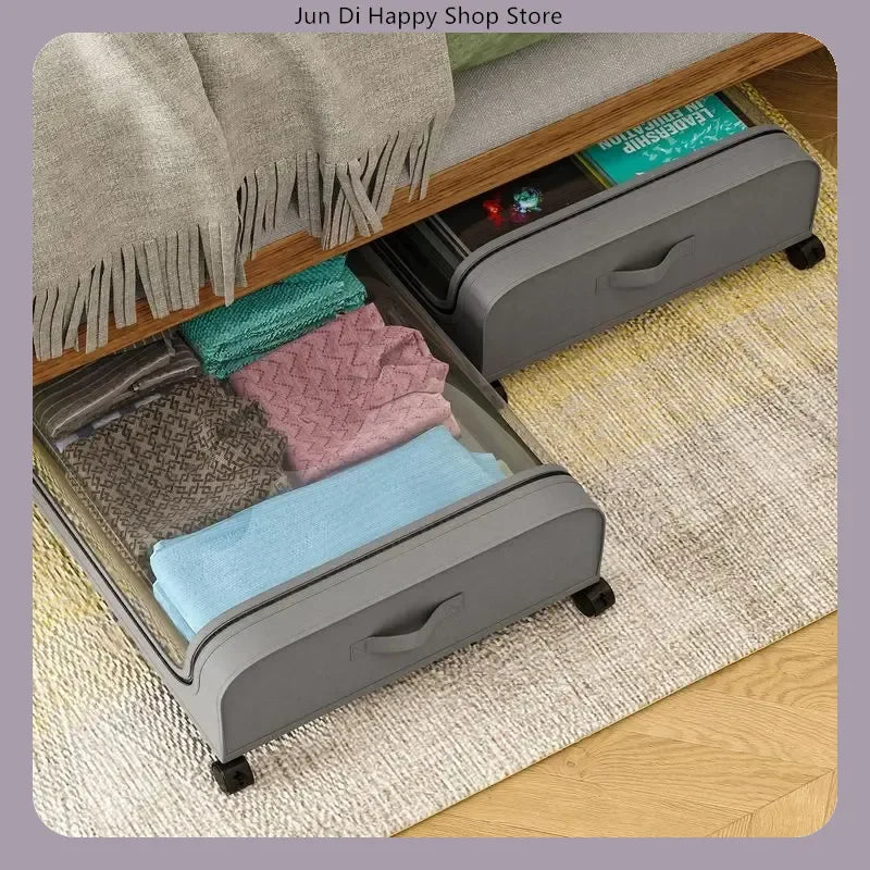 Under-Bed Rolling Storage Organizer with Wheels — Dust-Proof Drawer