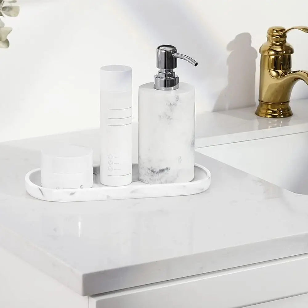 The Marble Tray — Oval Silicone Vanity &amp; Countertop Organizer Tray