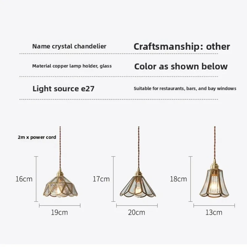 Retro Brass Glass Pendant Light