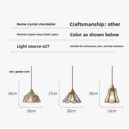 Retro Brass Glass Pendant Light