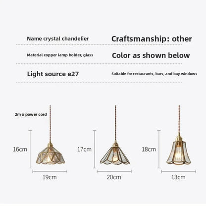Retro Brass Glass Pendant Light