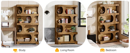 Curves That Work — Tribesigns 71" Tall S-Shaped Bookcase & Display Shelving