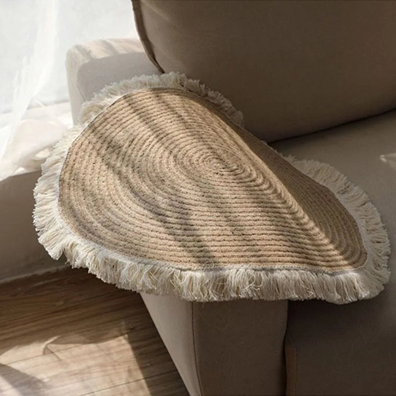 The Grounding Layer — Handwoven Natural Jute Round Rug with Tassels