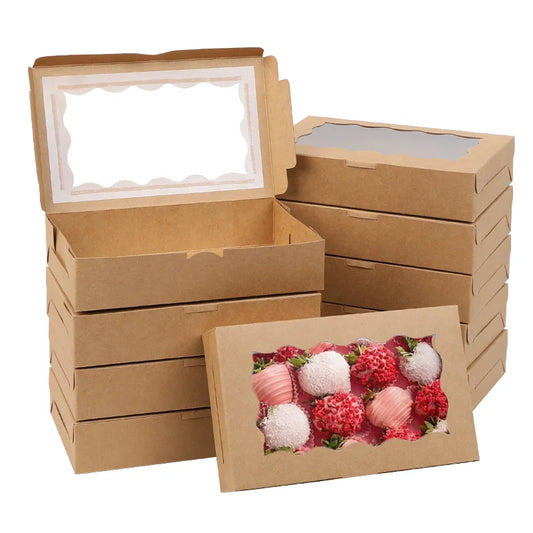 Kraft Paper Gift Boxes with Window — Set of 5, 10, or 20