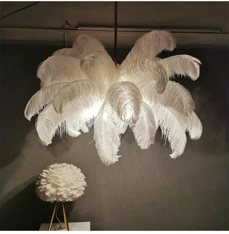 Soft Power — Nordic Ostrich Feather Chandelier for Bedroom &amp; Living Room