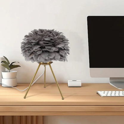 Soft Light, Strong Style — Grey Feather Tripod Desk Lamp
