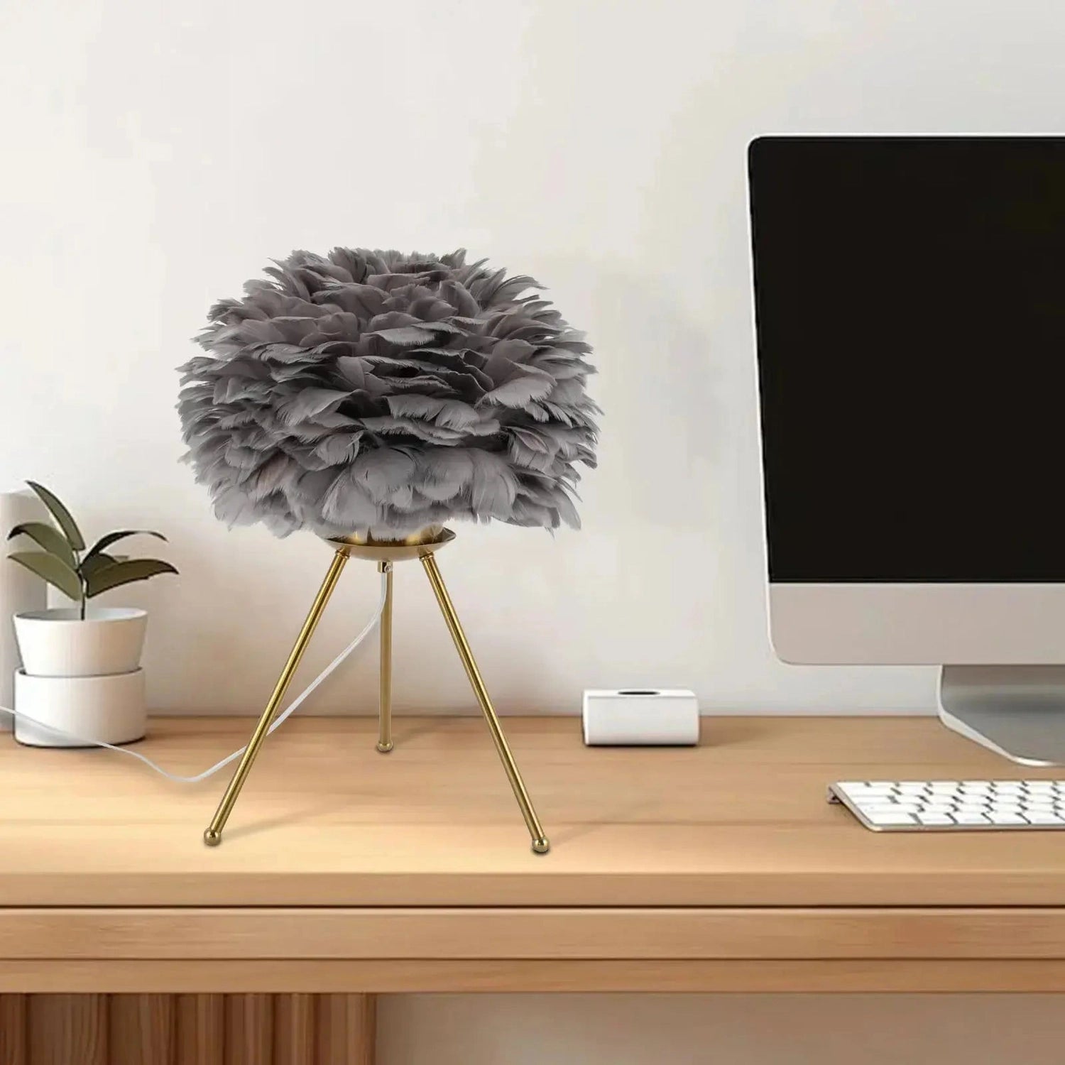 Soft Light, Strong Style — Grey Feather Tripod Desk Lamp Jonine’s Corner
