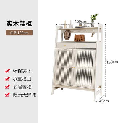 Vintage Luxury Wood Shoe Rack — Space-Saving Entryway Storage