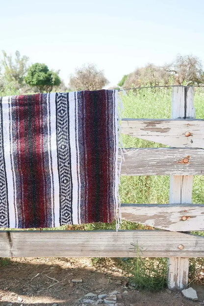 Mexican Handwoven Throw Blanket — Striped Tassel, 130×170cm