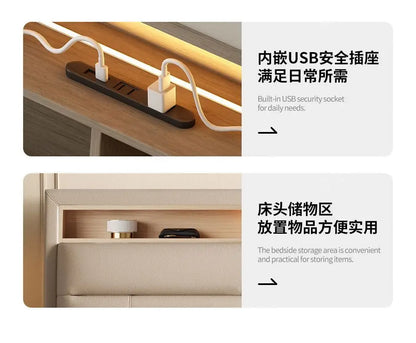 Luxury Multifunctional Bed Frame with Storage Headboard