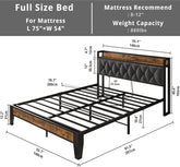 ANCTOR Twin/TwinXL/Full/Queen/King/CaliforniaKing Bed Frames, Storage Headboard with Outlets, No Noise, No Box Springs Needed Jonine&
