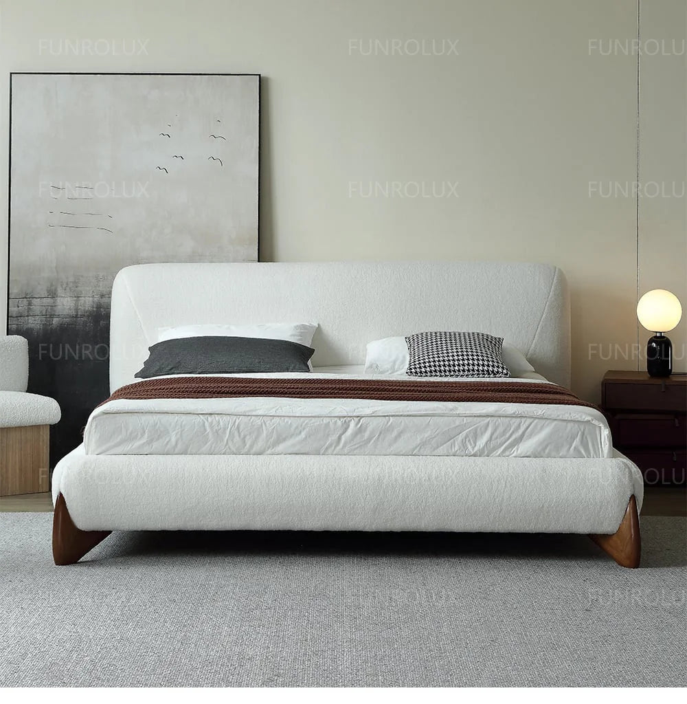 Japanese Tatami Platform Bed — Minimalist Fabric Upholstered Frame