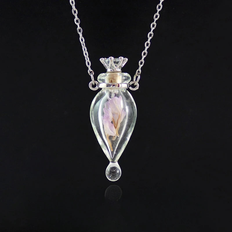 Fashion Glass Perfume Essential Oil Bottle Pendants DIY Women&