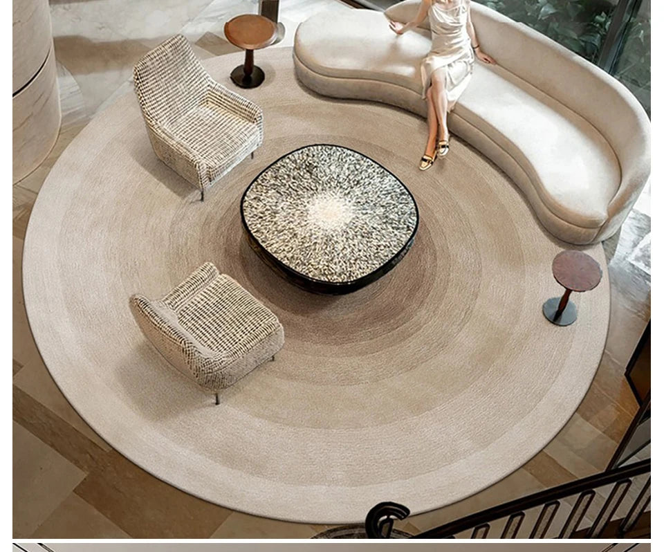 Round Gradient Area Rug — Machine Washable Non-Slip Floor Mat for Living Room & Bedroom
