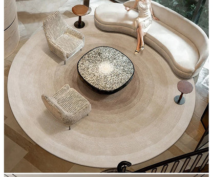 Round Gradient Area Rug — Machine Washable Non-Slip Floor Mat for Living Room & Bedroom