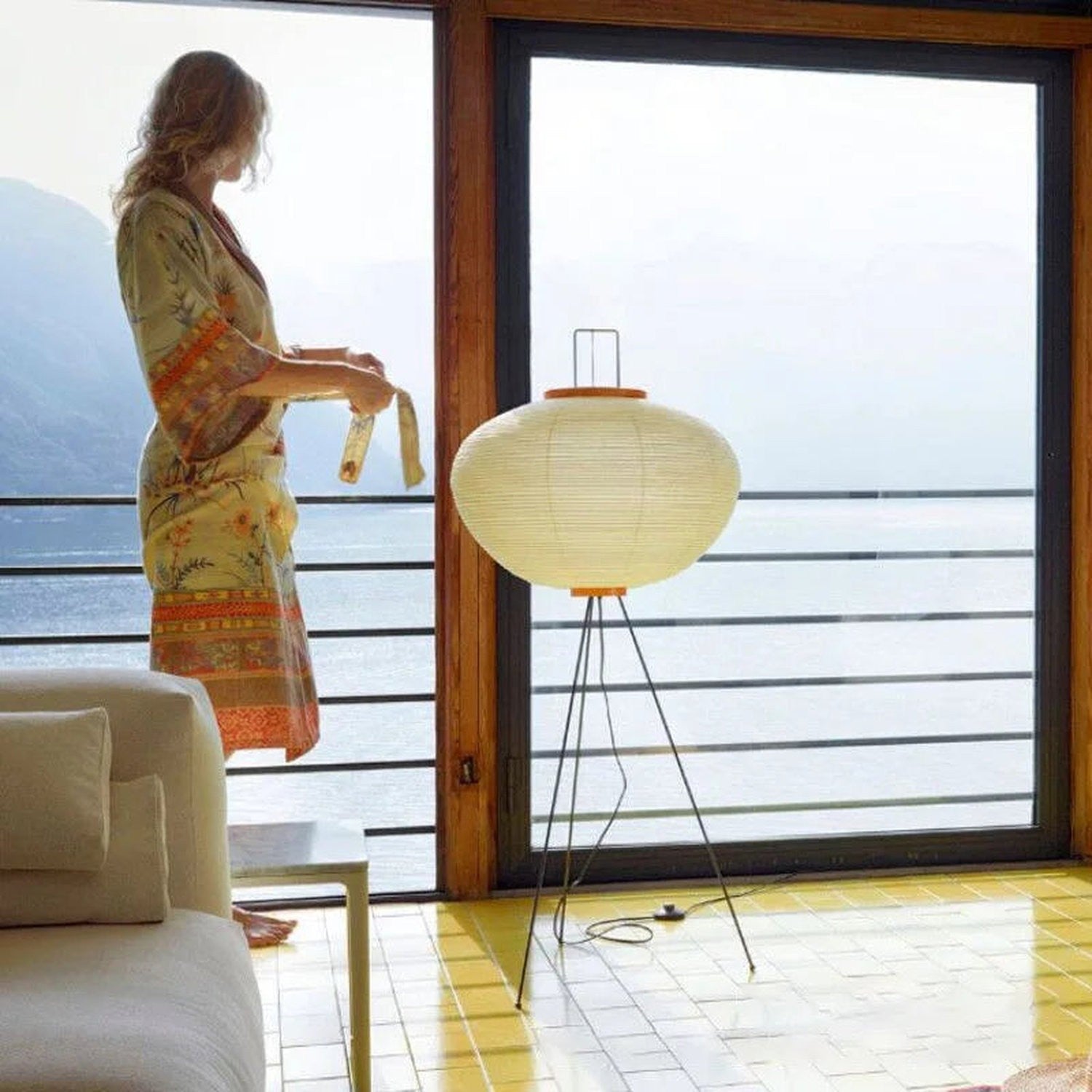 Wabi-Sabi Rice Paper Floor Lamp – Noguchi Style