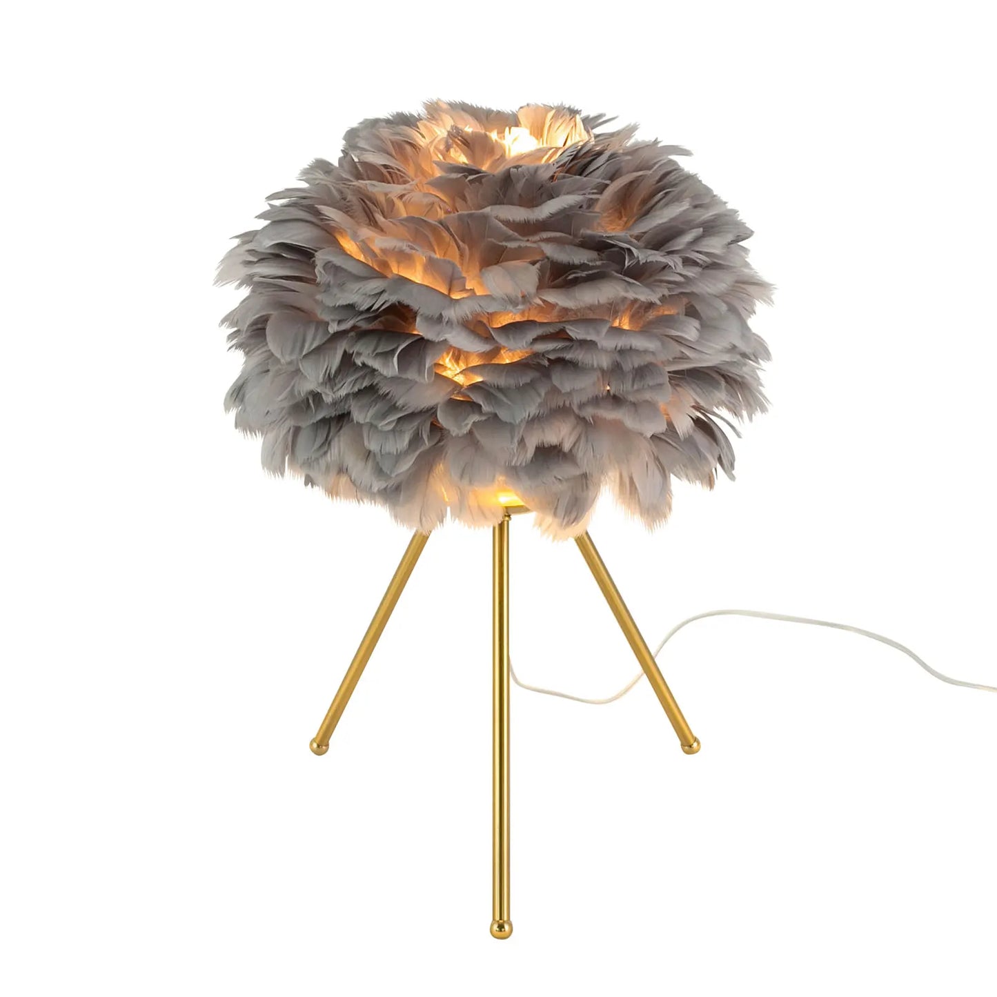 Soft Light, Strong Style — Grey Feather Tripod Desk Lamp