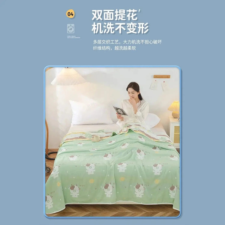 Cool Breathability Summer Quilt Multi-functional Cotton Gauze Fabric Towel Blanket Thin Breathable Duvet Skin-friendly Comforter Jonine’s Corner