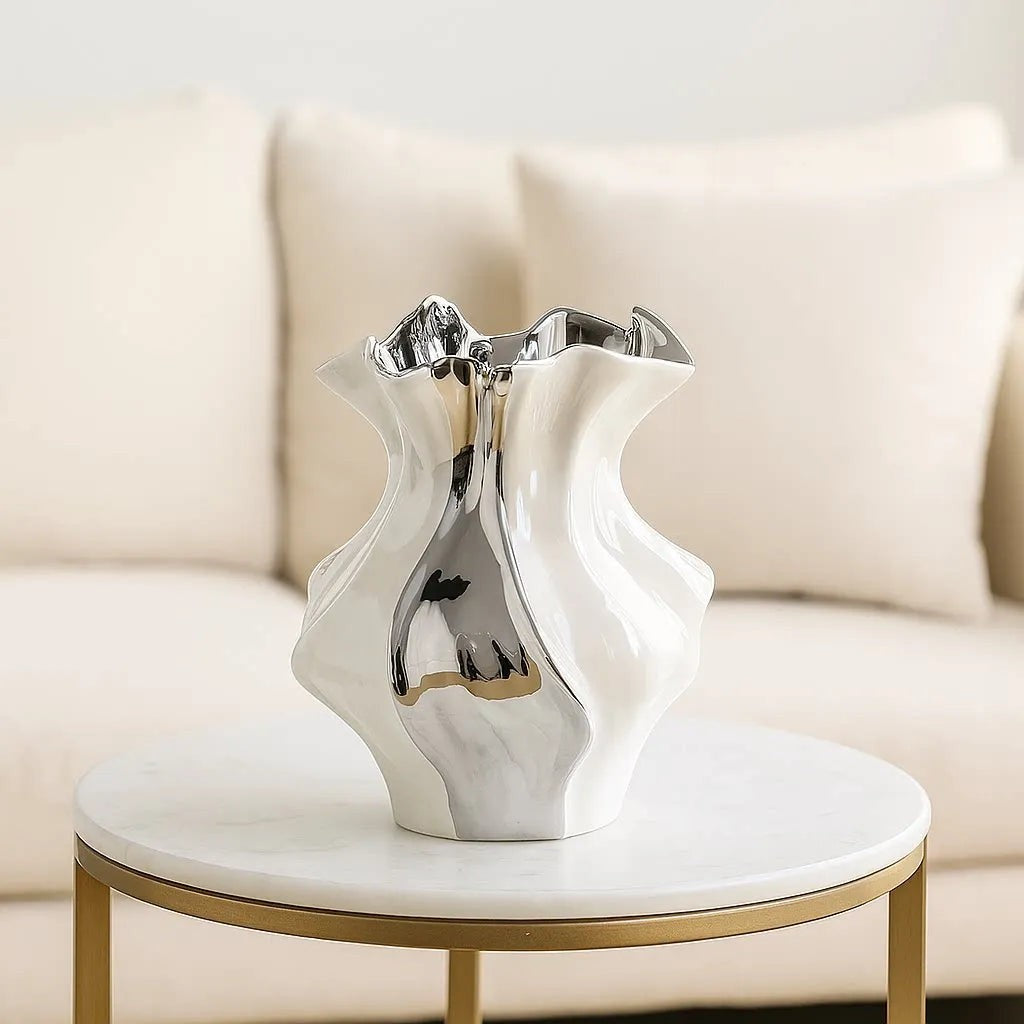 Textured Ceramic Wave Vase