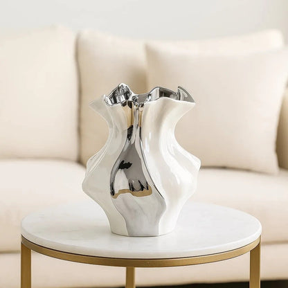 Textured Ceramic Wave Vase