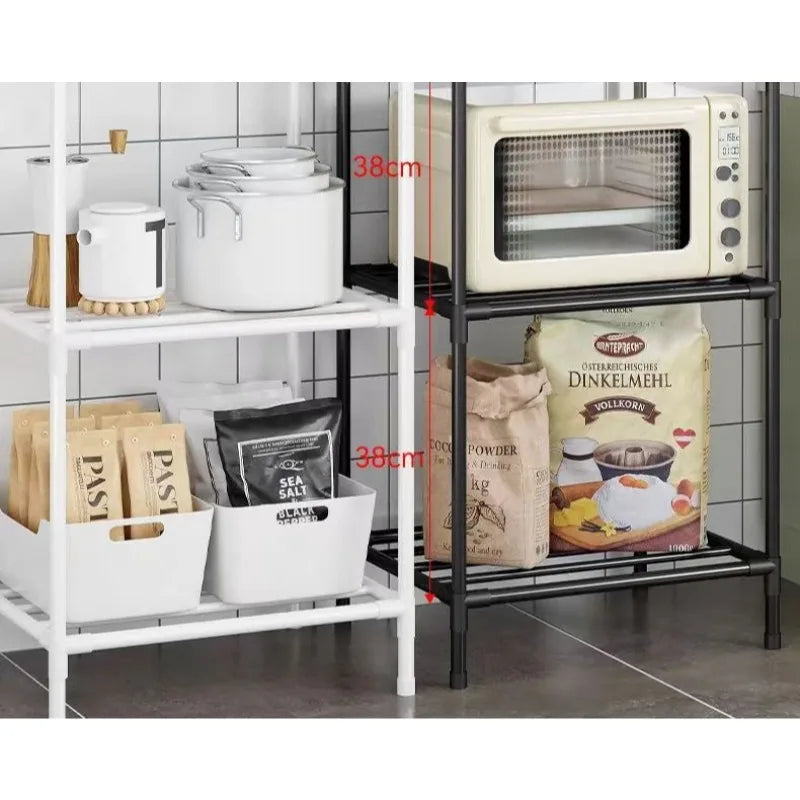 Kitchen storage cart for shelves - multi-level floor-standing household storage unit - bathroom shelf - microwave oven shelf
