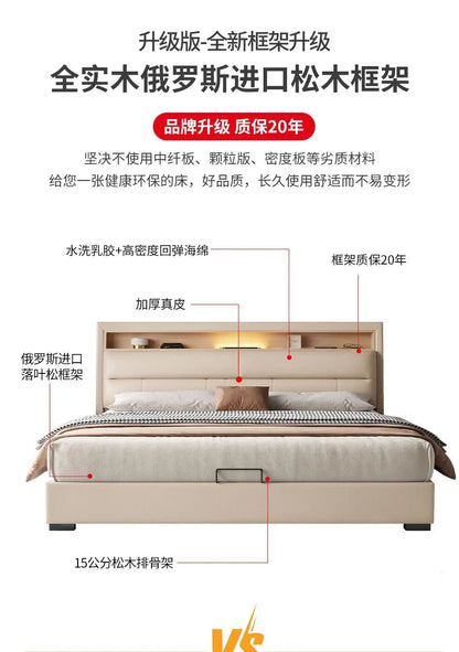 Luxury Multifunctional Bed Frame with Storage Headboard