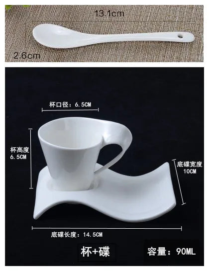 Wavy Ceramic Coffee & Espresso Cup — Modern Mug & Couple Gift