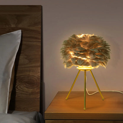 Soft Light, Strong Style — Grey Feather Tripod Desk Lamp