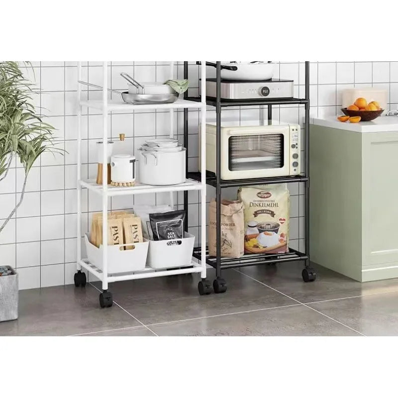 Kitchen storage cart for shelves - multi-level floor-standing household storage unit - bathroom shelf - microwave oven shelf