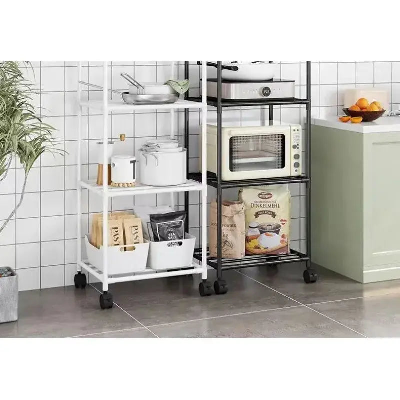 Kitchen storage cart for shelves - multi-level floor-standing household storage unit - bathroom shelf - microwave oven shelf