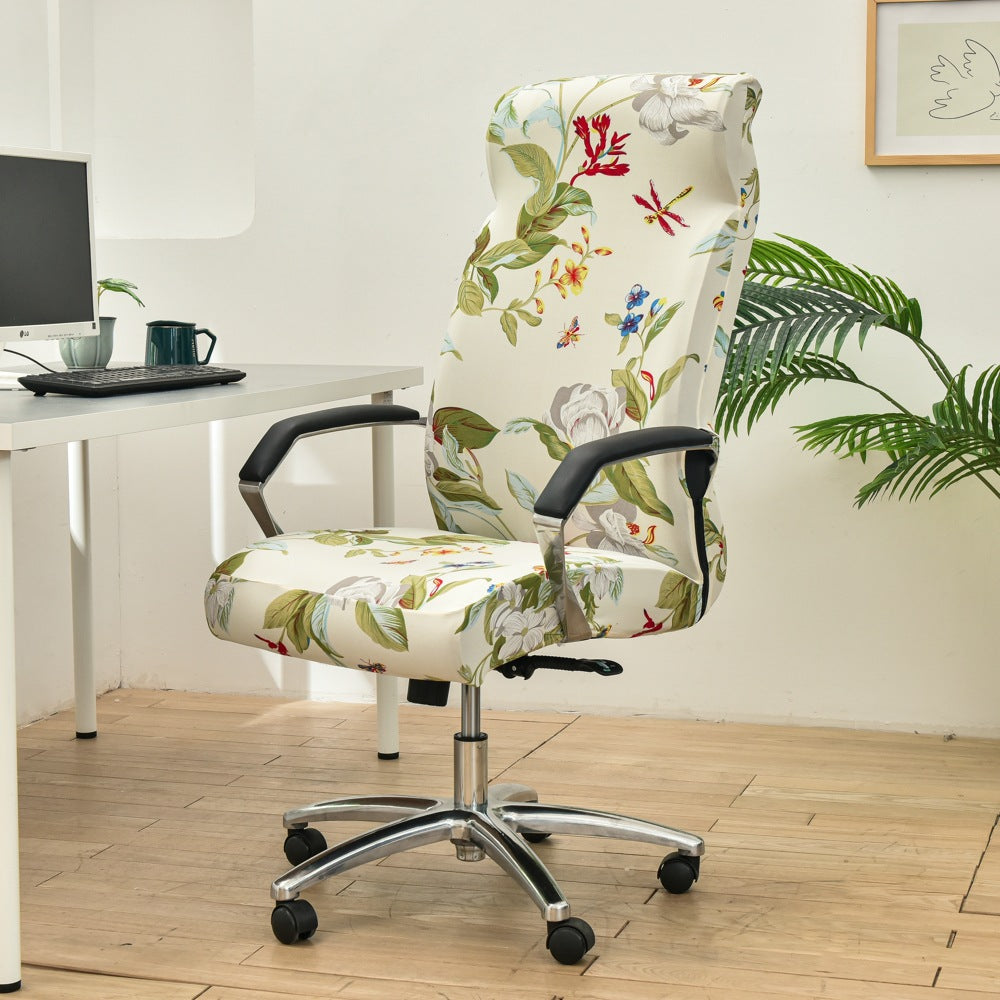 Fresh Look, Same Chair — Elastic Rotating Office Chair Cover with Back Protection