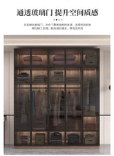 Glass light luxury corner cloakroom wardrobe Double clothes closet cabinets and wardrobes Cabinet dressing clothe home furniture Jonine&