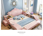 Headboard Storage Double Bed Queen Drawers King Size Smart Bed Luxury Princess Modern Letto Matrimoniale Bedroom Furniture Jonine&