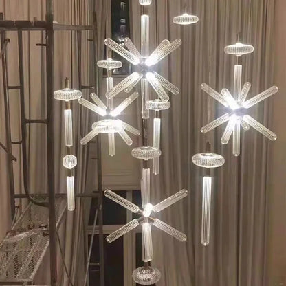 Nordic Luxury Art Glass Chandelier — High-End Pendant Lamp Home Décor featuring illuminated sculptural glass elements with a modern, elegant Nordic design perfect for luxury home décor and statement lighting.
