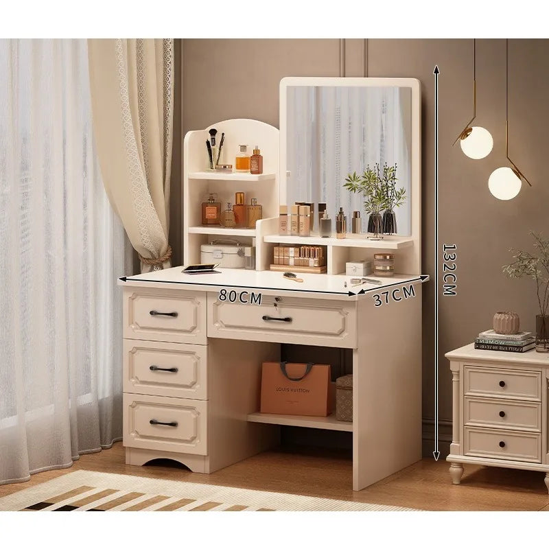 Small Space, Big Ritual — Compact Dressing Table with Mirror & Storage