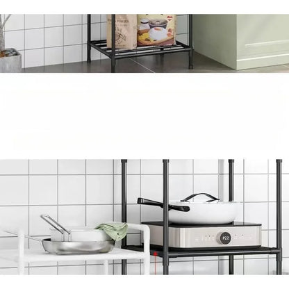Kitchen storage cart for shelves - multi-level floor-standing household storage unit - bathroom shelf - microwave oven shelf