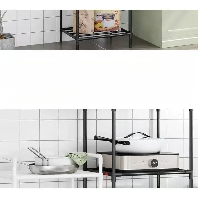 Kitchen storage cart for shelves - multi-level floor-standing household storage unit - bathroom shelf - microwave oven shelf