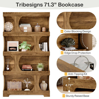 Curves That Work — Tribesigns 71" Tall S-Shaped Bookcase & Display Shelving