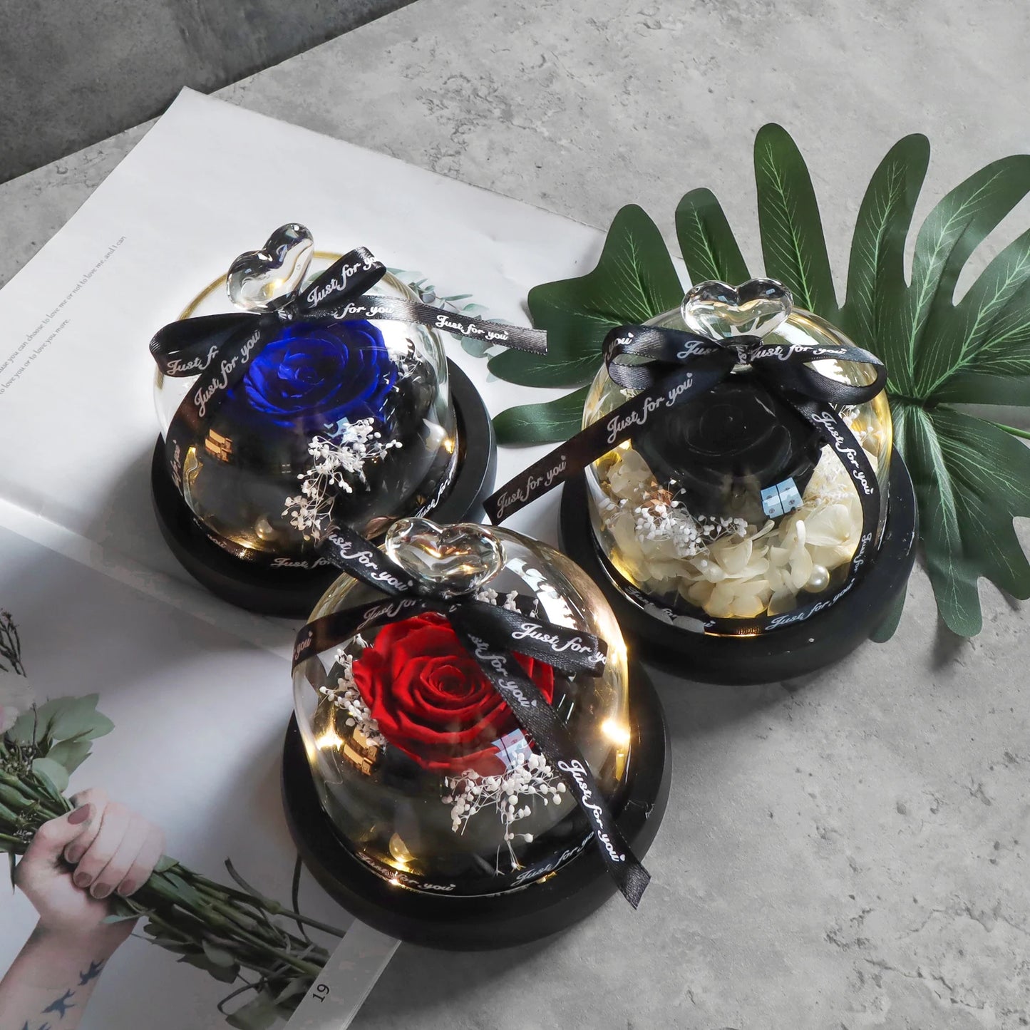 Preserved Rose in LED Glass Dome — Forever Flower Gift