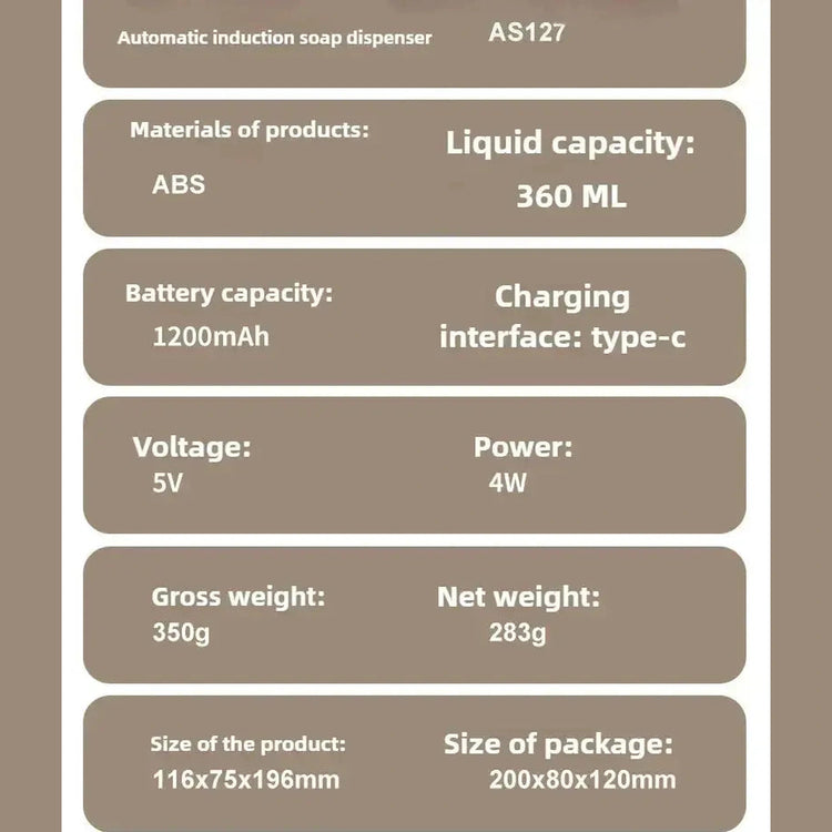 New Bathroom Automatic Sensing Soap Dispenser Type C Multiple Levels Contactless Electric Frother Charging Wall Mounted Vertical Jonine’s Corner