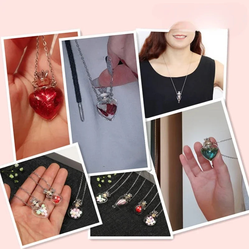 Fashion Glass Perfume Essential Oil Bottle Pendants DIY Women&