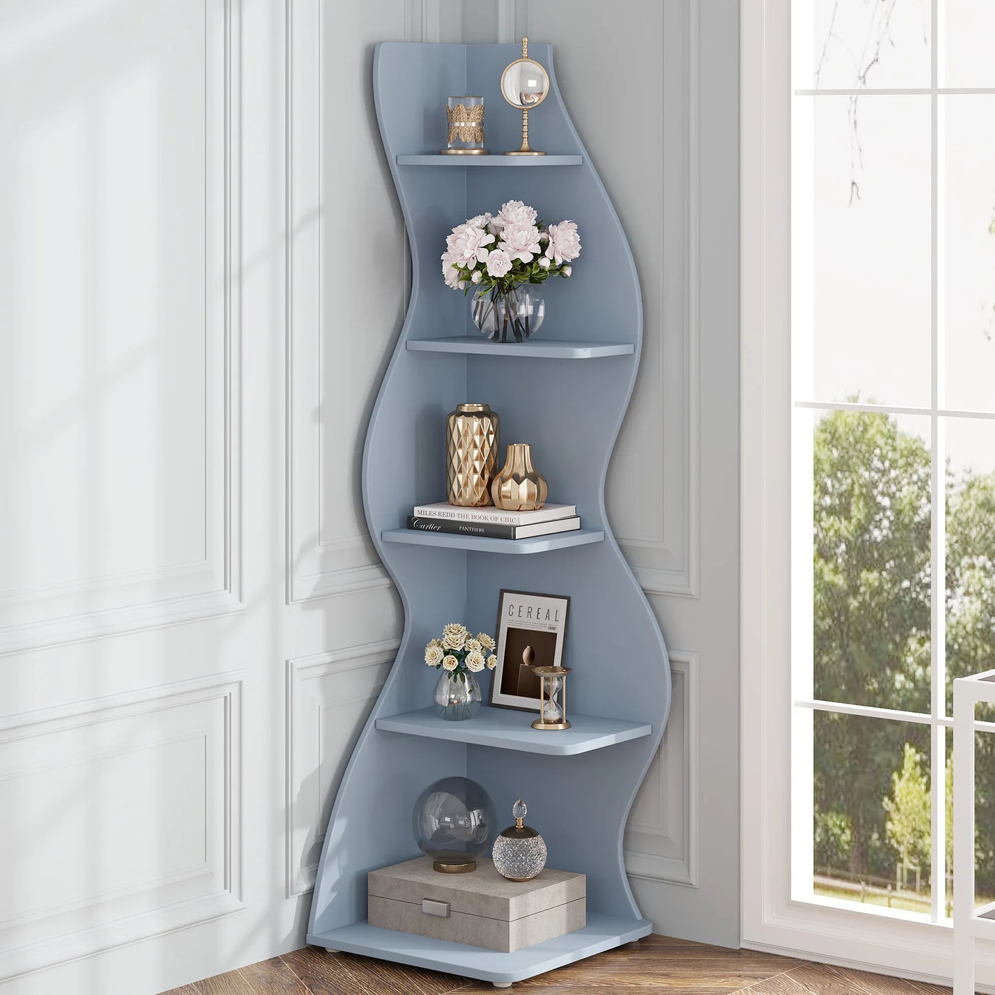 The Corner That Finally Does Something — Tribesigns 5-Tier Wall Corner Bookshelf & Plant Stand