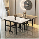 Extendable Dark Luxury Dining Table — Space-Saving with Casters Jonine’s Corner