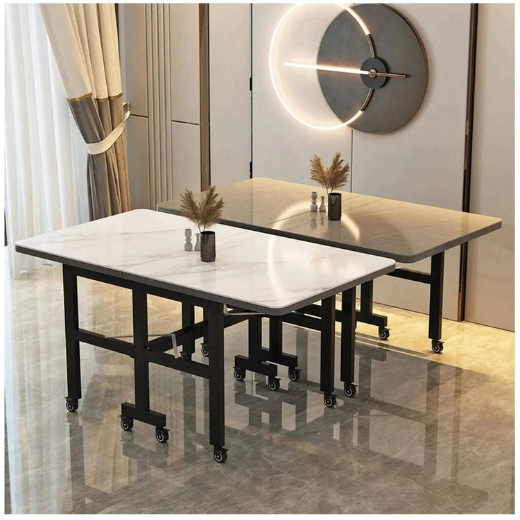 Extendable Dark Luxury Dining Table — Space-Saving with Casters Jonine’s Corner