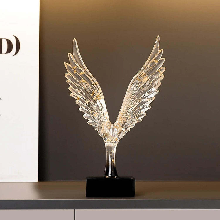 Gold Angel Wing Sculpture — Abstract Resin Figurine for Home Décor & Shelf Styling