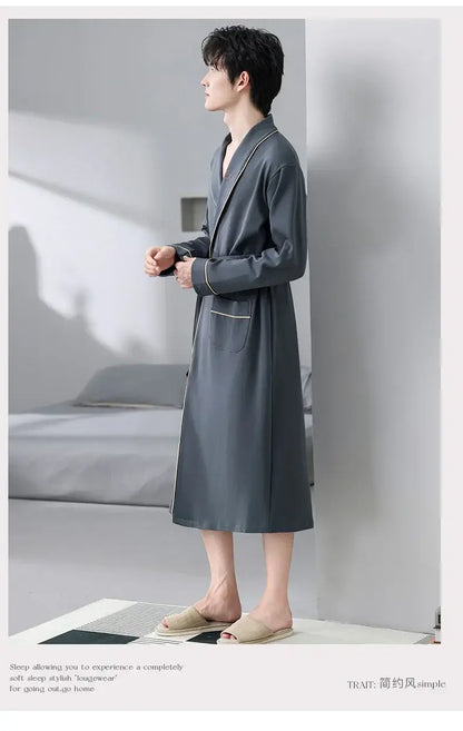 His Moment to Unwind — 100% Cotton Kimono Bathrobe for Men