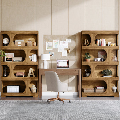 Curves That Work — Tribesigns 71" Tall S-Shaped Bookcase & Display Shelving