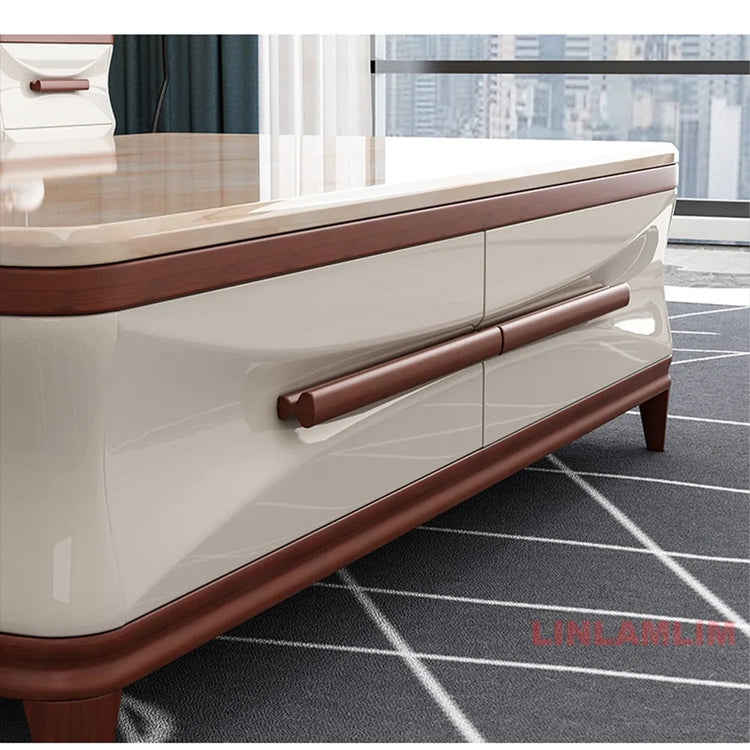 Linlamlim Modern Luxury Living Room Furniture - Coffee Table, TV Stand, and Side Cabinets with Marble Finish and Wooden Accents Jonine’s Corner
